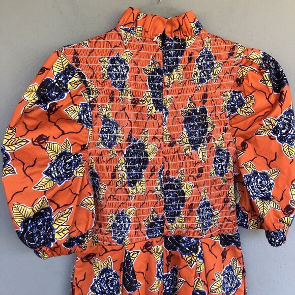 Autumn Adeigbo Dress Women 4 Smocked Floral Puff Sleeve Ruffle Boho Cottage Core - Picture 11 of 16